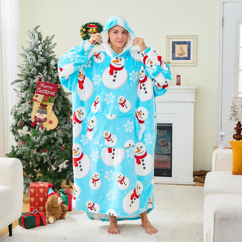 Wearable Blanket Extra Long Hoodie Sherpa Lined Microfiber Fleece Oversized Fluffy Perfect Birthday Christmas for Women