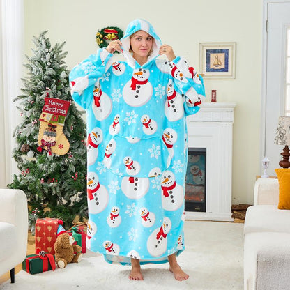 Wearable Blanket Extra Long Hoodie Sherpa Lined Microfiber Fleece Oversized Fluffy Perfect Birthday Christmas for Women