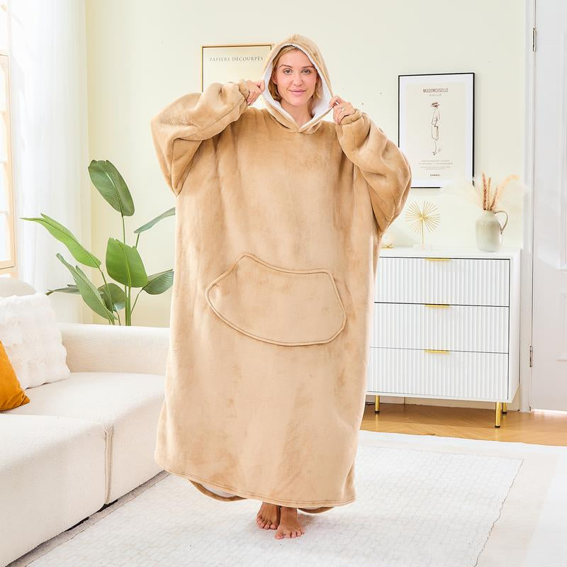 Wearable Blanket Extra Long Hoodie Sherpa Lined Microfiber Fleece Oversized Fluffy Perfect Birthday Christmas for Women