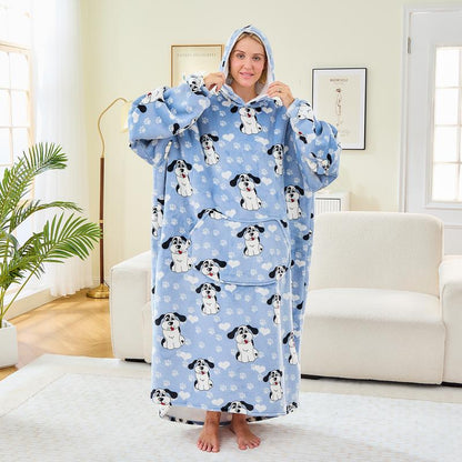 Wearable Blanket Extra Long Hoodie Sherpa Lined Microfiber Fleece Oversized Fluffy Perfect Birthday Christmas for Women