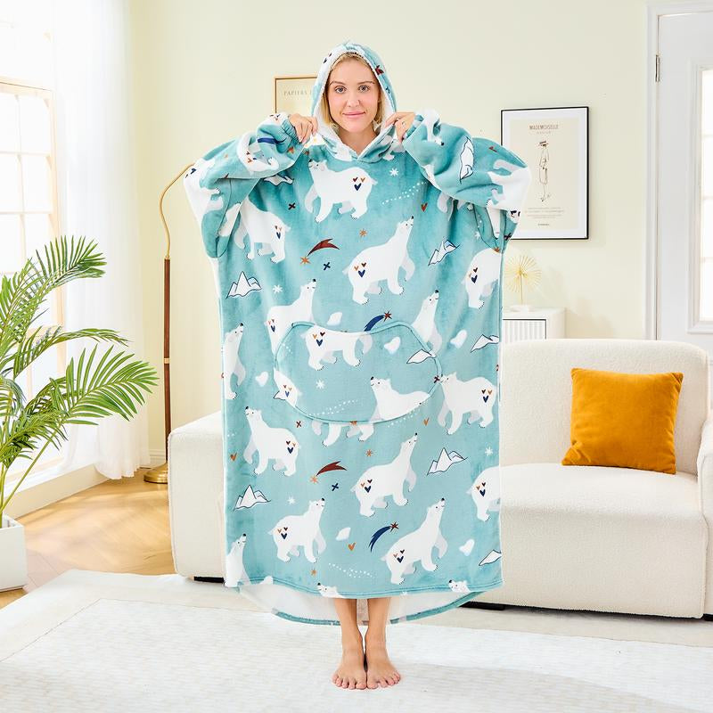 Wearable Blanket Extra Long Hoodie Sherpa Lined Microfiber Fleece Oversized Fluffy Perfect Birthday Christmas for Women