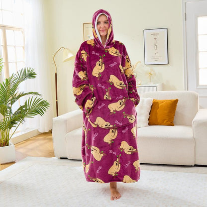 Wearable Blanket Extra Long Hoodie Sherpa Lined Microfiber Fleece Oversized Fluffy Perfect Birthday Christmas for Women