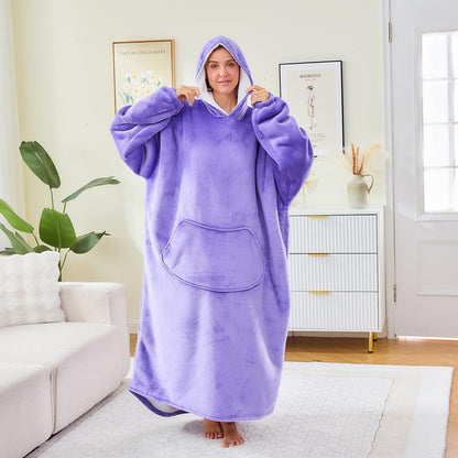 Wearable Blanket Extra Long Hoodie Sherpa Lined Microfiber Fleece Oversized Fluffy Perfect Birthday Christmas for Women