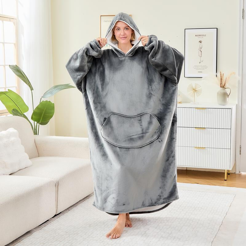 Wearable Blanket Extra Long Hoodie Sherpa Lined Microfiber Fleece Oversized Fluffy Perfect Birthday Christmas for Women