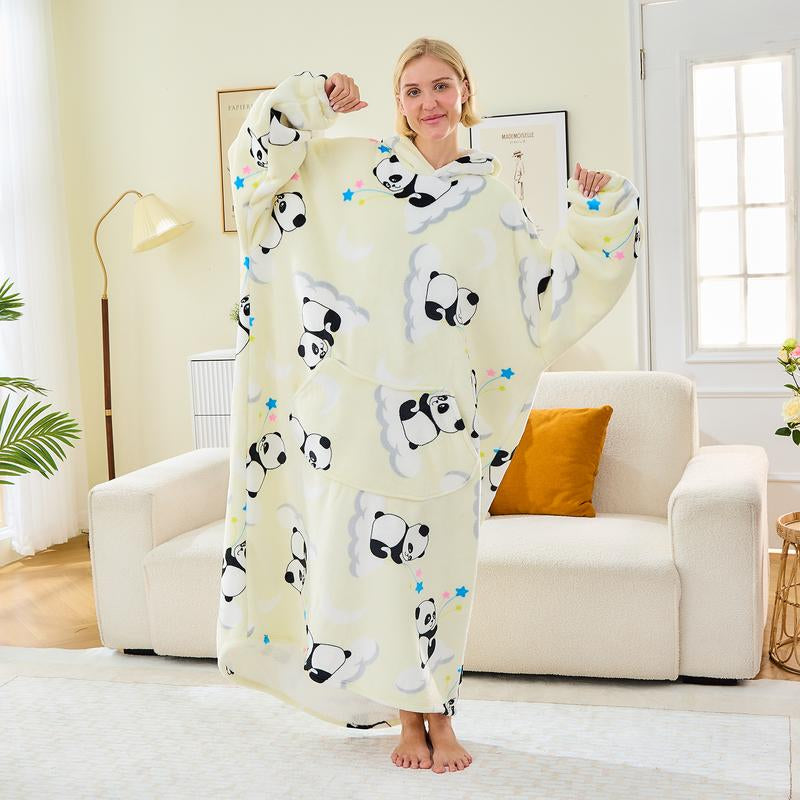 Wearable Blanket Extra Long Hoodie Sherpa Lined Microfiber Fleece Oversized Fluffy Perfect Birthday Christmas for Women