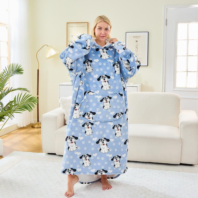 Wearable Blanket Extra Long Hoodie Sherpa Lined Microfiber Fleece Oversized Fluffy Perfect Birthday Christmas for Women