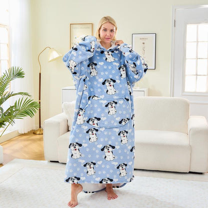 Wearable Blanket Extra Long Hoodie Sherpa Lined Microfiber Fleece Oversized Fluffy Perfect Birthday Christmas for Women