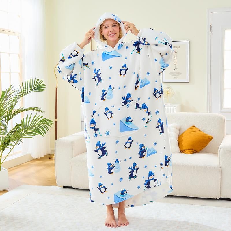 Wearable Blanket Extra Long Hoodie Sherpa Lined Microfiber Fleece Oversized Fluffy Perfect Birthday Christmas for Women