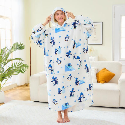 Wearable Blanket Extra Long Hoodie Sherpa Lined Microfiber Fleece Oversized Fluffy Perfect Birthday Christmas for Women