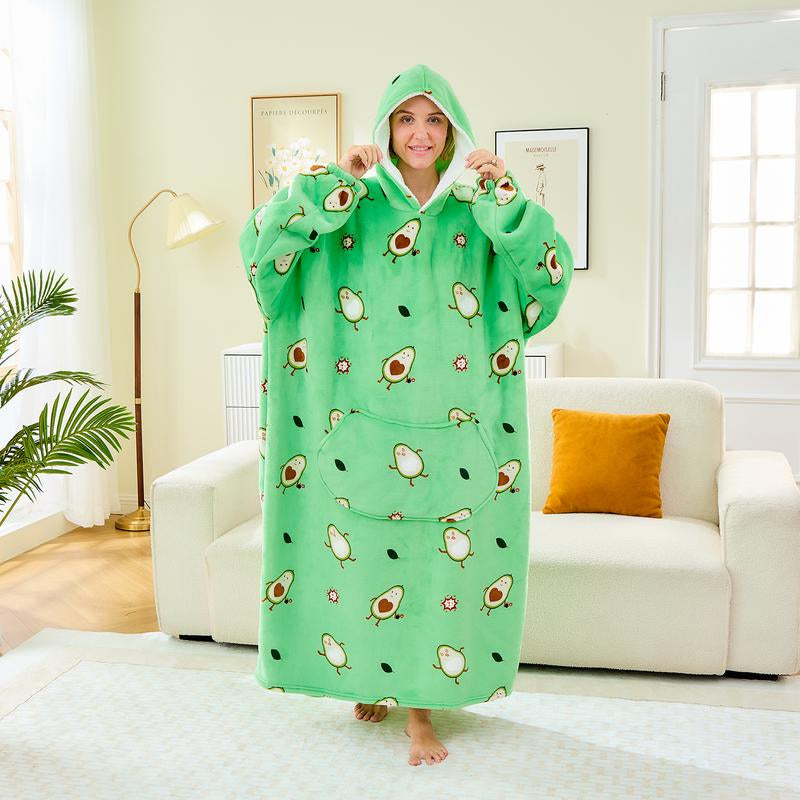 Wearable Blanket Extra Long Hoodie Sherpa Lined Microfiber Fleece Oversized Fluffy Perfect Birthday Christmas for Women