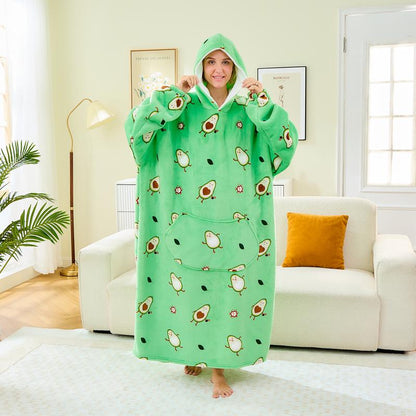 Wearable Blanket Extra Long Hoodie Sherpa Lined Microfiber Fleece Oversized Fluffy Perfect Birthday Christmas for Women