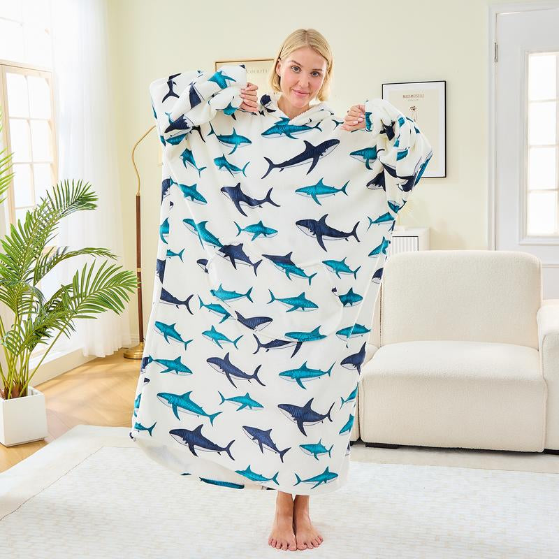 Wearable Blanket Extra Long Hoodie Sherpa Lined Microfiber Fleece Oversized Fluffy Perfect Birthday Christmas for Women