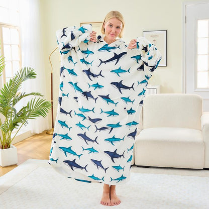 Wearable Blanket Extra Long Hoodie Sherpa Lined Microfiber Fleece Oversized Fluffy Perfect Birthday Christmas for Women