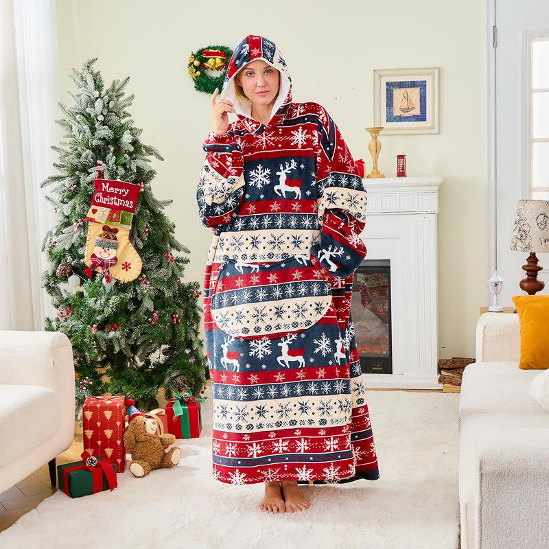 Wearable Blanket Extra Long Hoodie Sherpa Lined Microfiber Fleece Oversized Fluffy Perfect Birthday Christmas for Women