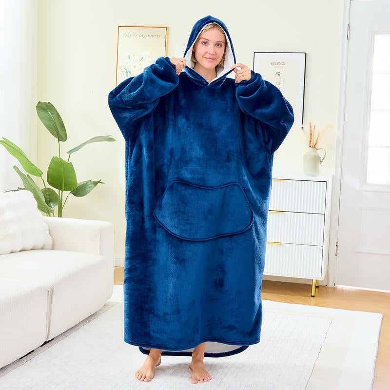 Wearable Blanket Extra Long Hoodie Sherpa Lined Microfiber Fleece Oversized Fluffy Perfect Birthday Christmas for Women