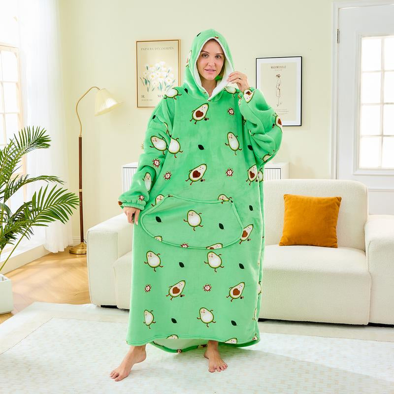 Wearable Blanket Extra Long Hoodie Sherpa Lined Microfiber Fleece Oversized Fluffy Perfect Birthday Christmas for Women