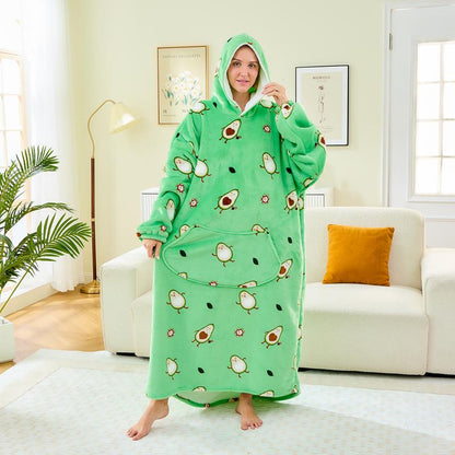 Wearable Blanket Extra Long Hoodie Sherpa Lined Microfiber Fleece Oversized Fluffy Perfect Birthday Christmas for Women