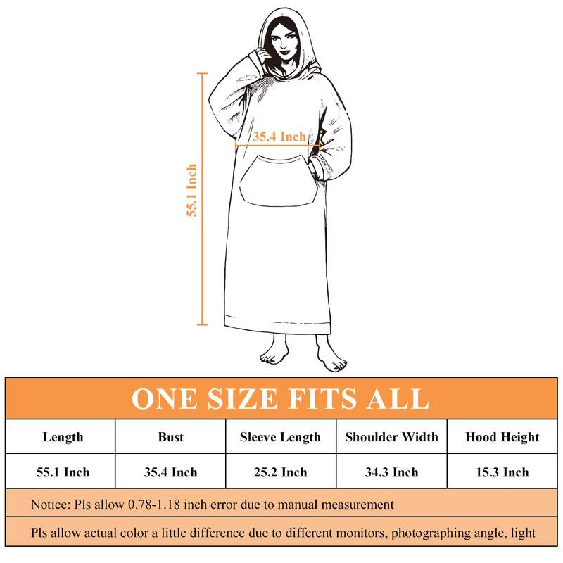 Wearable Blanket Extra Long Hoodie Sherpa Lined Microfiber Fleece Oversized Fluffy Perfect Birthday Christmas for Women