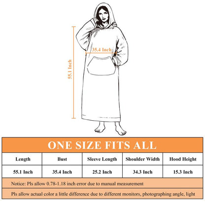 Wearable Blanket Extra Long Hoodie Sherpa Lined Microfiber Fleece Oversized Fluffy Perfect Birthday Christmas for Women