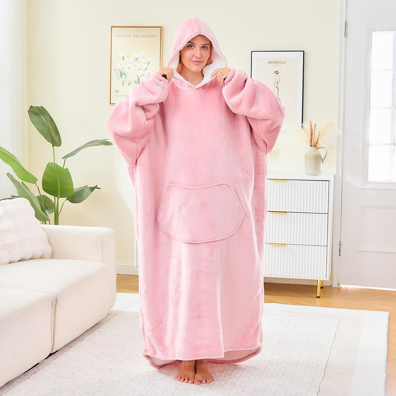 Wearable Blanket Extra Long Hoodie Sherpa Lined Microfiber Fleece Oversized Fluffy Perfect Birthday Christmas for Women
