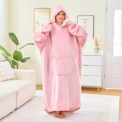 Wearable Blanket Extra Long Hoodie Sherpa Lined Microfiber Fleece Oversized Fluffy Perfect Birthday Christmas for Women