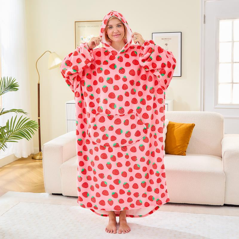 Wearable Blanket Extra Long Hoodie Sherpa Lined Microfiber Fleece Oversized Fluffy Perfect Birthday Christmas for Women